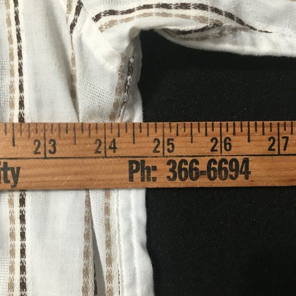 Vintage Anchor Blue Mens Button Down Shirt Large Brown Cream Striped Collared - Picture 3 of 9